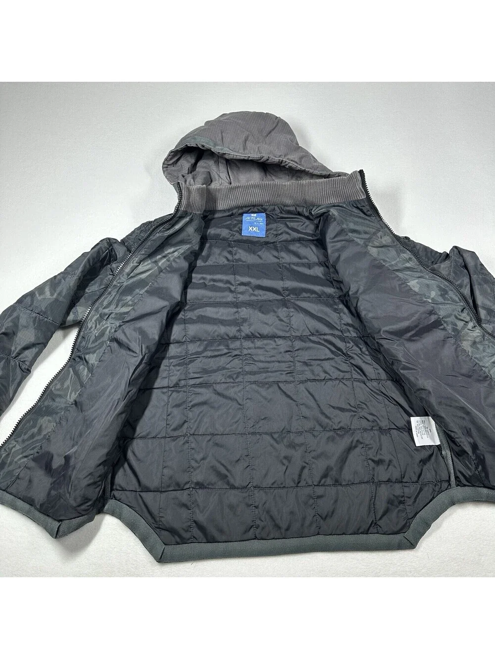 Jet Lag Camo Hooded Jacket Mens 2XL Quilted Puffer